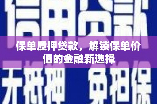 望奎保单质押贷款，解锁保单价值的金融新选择