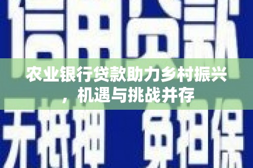 望奎农业银行贷款助力乡村振兴，机遇与挑战并存